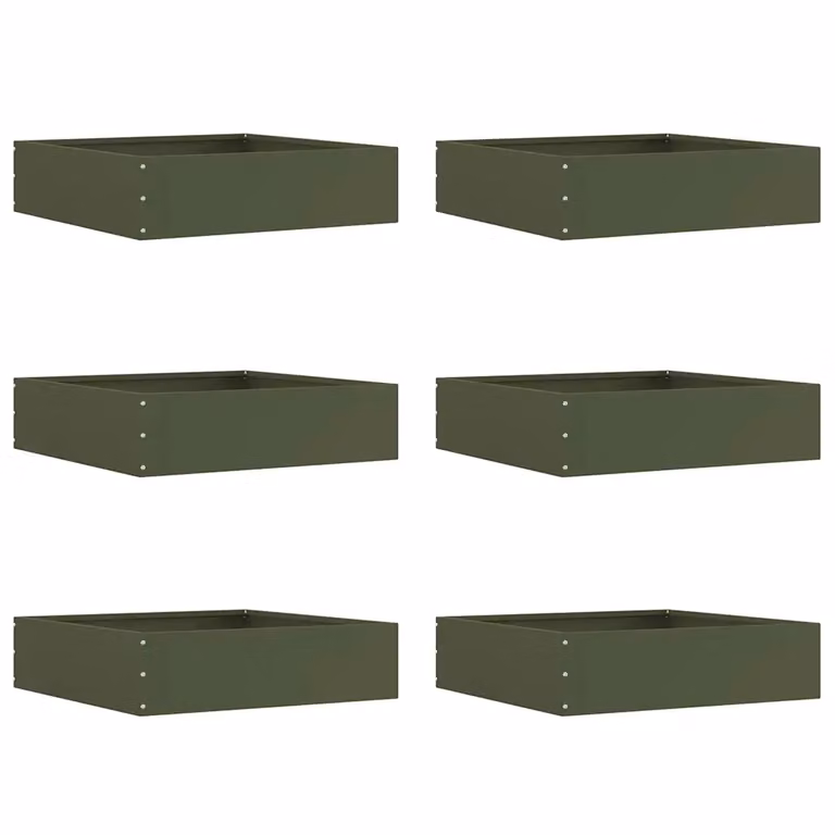 Set di 6 bordure per prato vidaXL in acciaio colore verde oliva, L/P/H: 50 x 50 x 13 cm