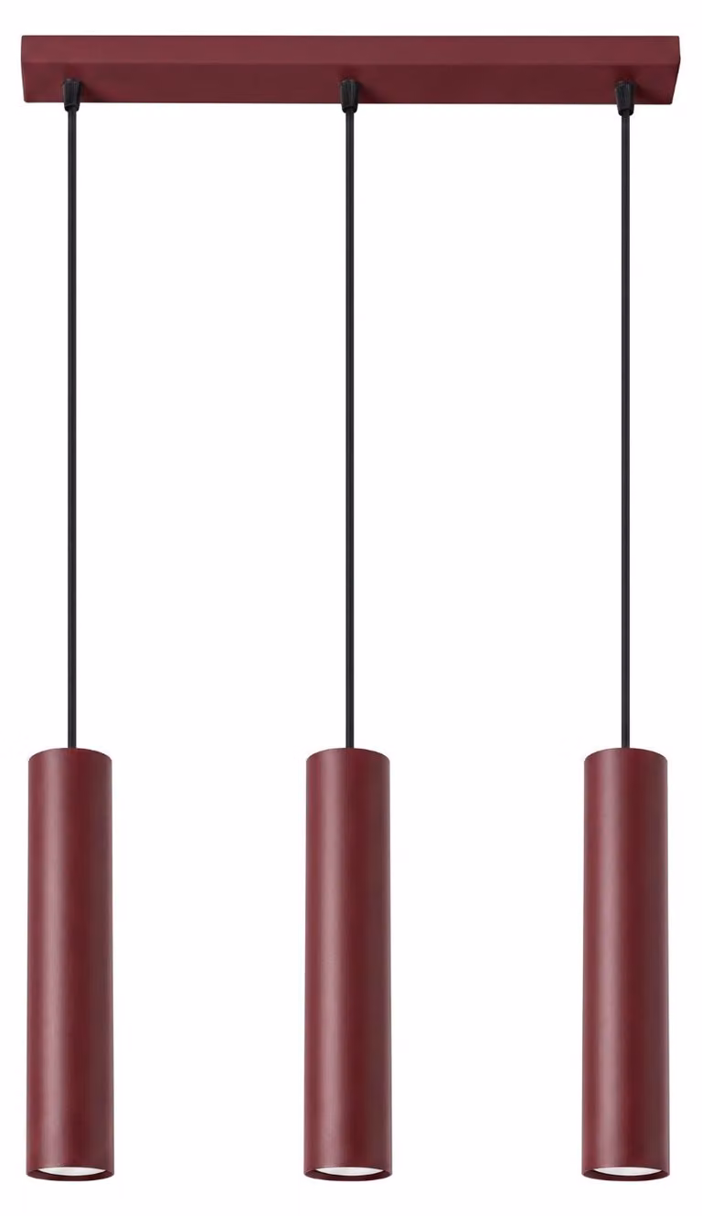 Lampada a sospensione LAGOS 3L bordeaux 3xGU10 10W acciaio 90x6x45cm Sollux Lighting