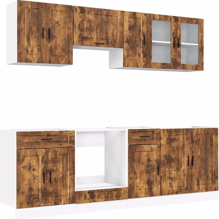Set Mobili da Cucina 8 pz Porto Rovere Fumo Legno Multistrato