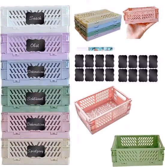 Scatole pieghevoli, set da 8 pezzi, 15x10x5,8 cm, per la cucina o la camera da letto