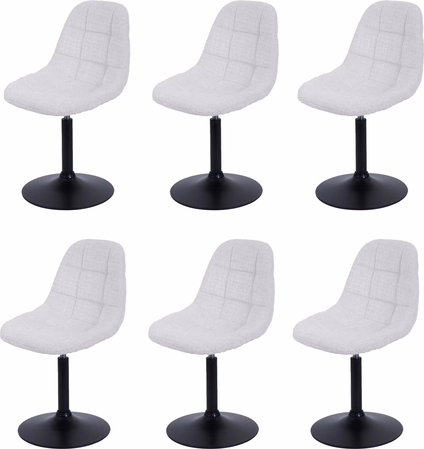 Set di 6 sedie da sala da pranzo | A x L x P 83 x 47 x 43 cm | Altezza seduta 47 cm | Acciaio Tessuto/Chenille | Crema | Sedia da cucina Sedia girevole