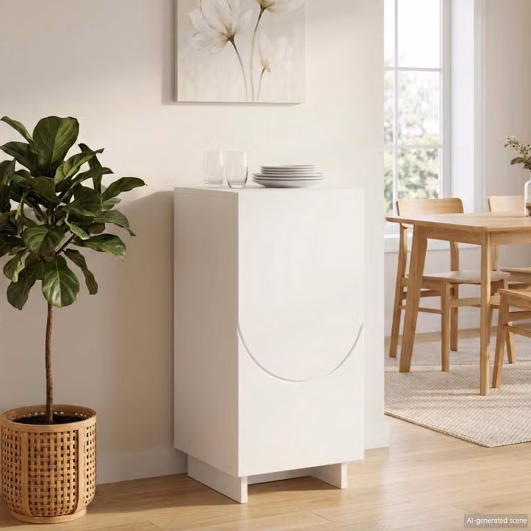 Credenza moderna vidaXL in legno ingegnerizzato bianco L: 33,5 cm, P: 34,5 cm, H: 75 cm