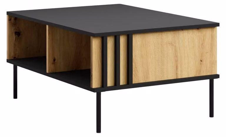 raumhirsch, tavolino da caffè, nero, legno di quercia "Artisan", dimensioni 87 x 43,2 x 66 cm