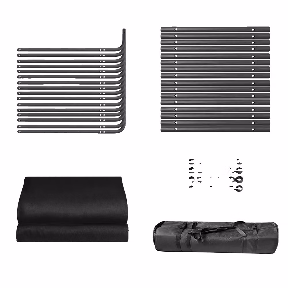 Supporto per sfondi fotografici, sfondi da 2,4 m x 4 m, inclusa borsa per il trasporto, kit nero
