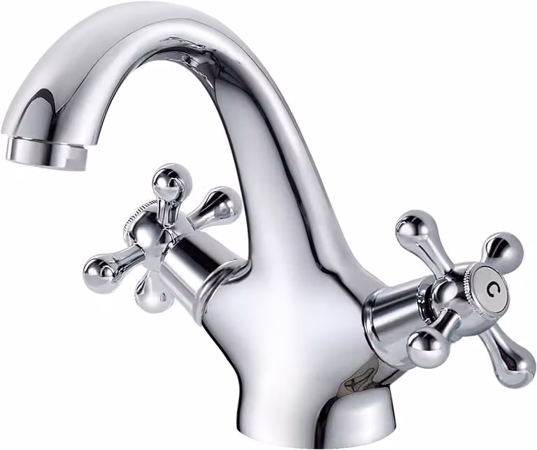 Miscelatore per lavabo, stile tradizionale, con due manopole, cromato, per bagno
