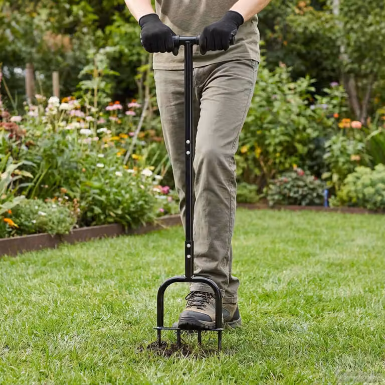 Aeratore per prato vidaXL in plastica nera per adulti, L: 95 cm, P: 27 cm