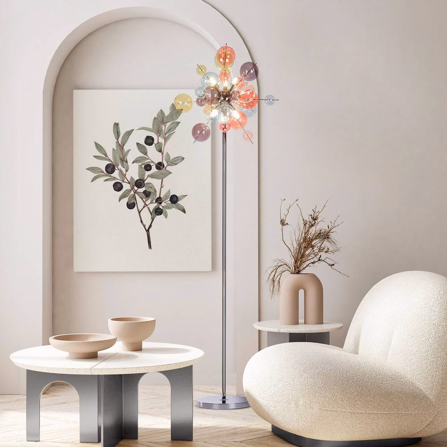 Näve Lampada da terra Explosion, Multicolore, Soggiorno / Sala da pranzo, Vetro, Lampada da terra