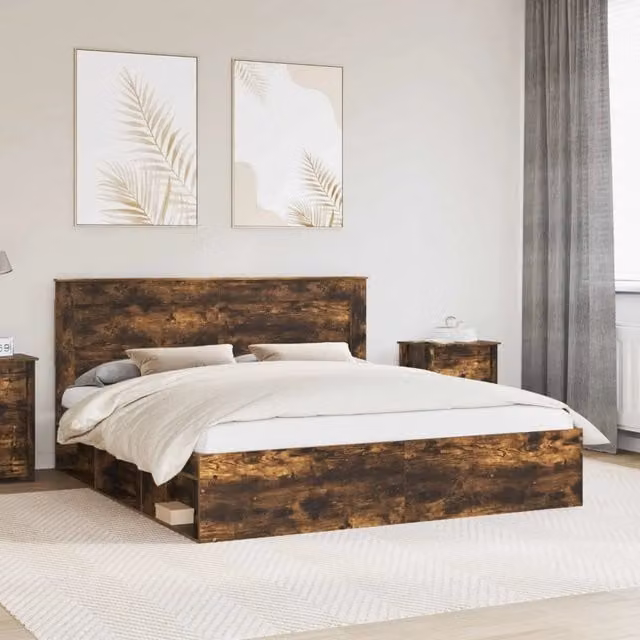 Struttura del letto Rovere Fumo 200 x 200 cm 3410052