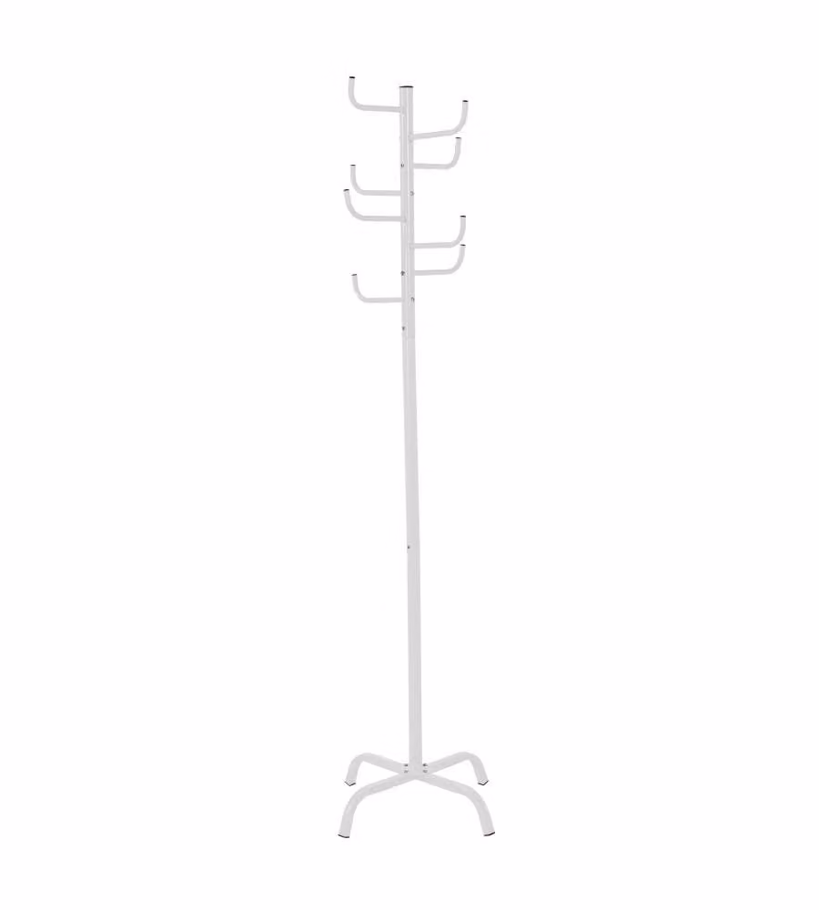 King Home Appendiabiti Bianco in Acciaio con 8 Bracci - 175 cm