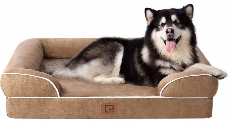 Cuccia ortopedica per cani, taglia XXL, 132x104 cm, realizzata in memory foam, lavabile, impermeabile, antiscivolo, colore cammello