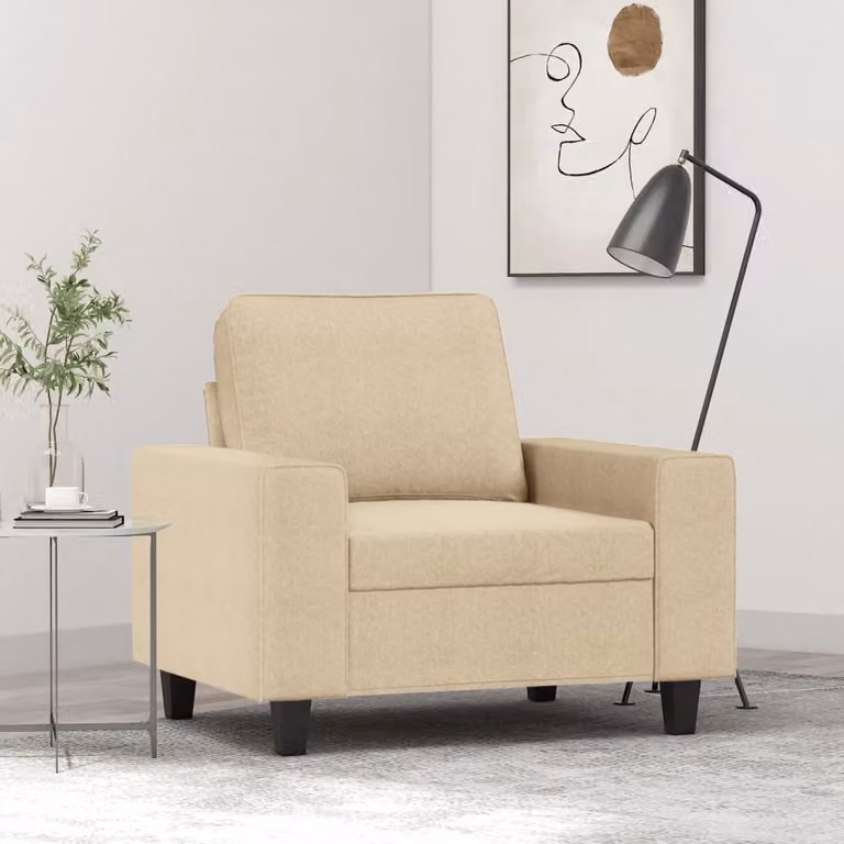 Poltrona moderna vidaXL in tessuto beige con struttura in metallo e braccioli