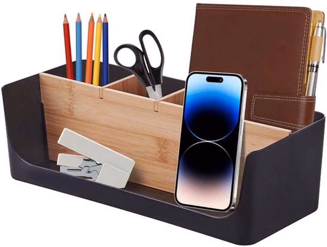 Azomor® Organizer da ufficio a 5 scomparti per l'ufficio e la casa – Pratica soluzione di archiviazione per penne, chiavi e altro ancora