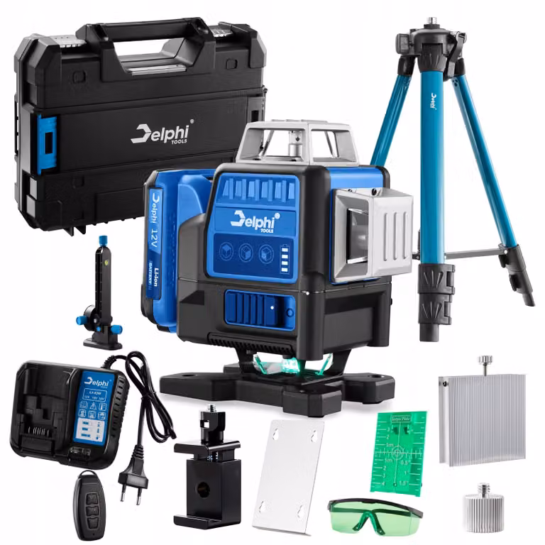 Delphi Tools - Laser - Laser a linee incrociate - Apparecchio laser - Treppiede - Portata 25 m - ±0,2 mm/10 m