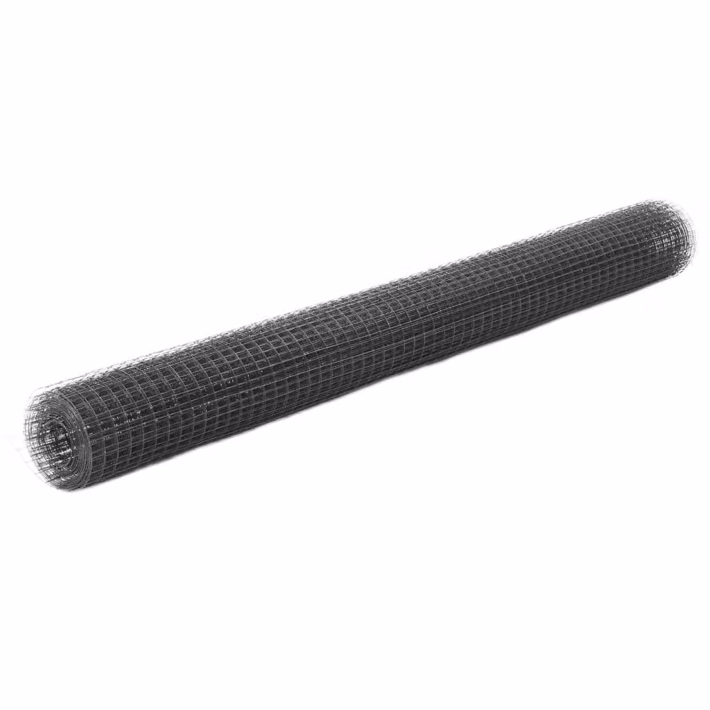 Maison Exclusive - Recinzione in Rete per Pollaio in Acciaio e PVC 25x1,5 m Grigia