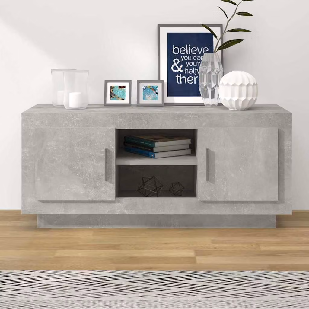 Mobile Porta TV vidaXL in Legno Multistrato e MDF, Grigio Cemento, Stile Rustico, L 102 x P 35 x H 45 cm