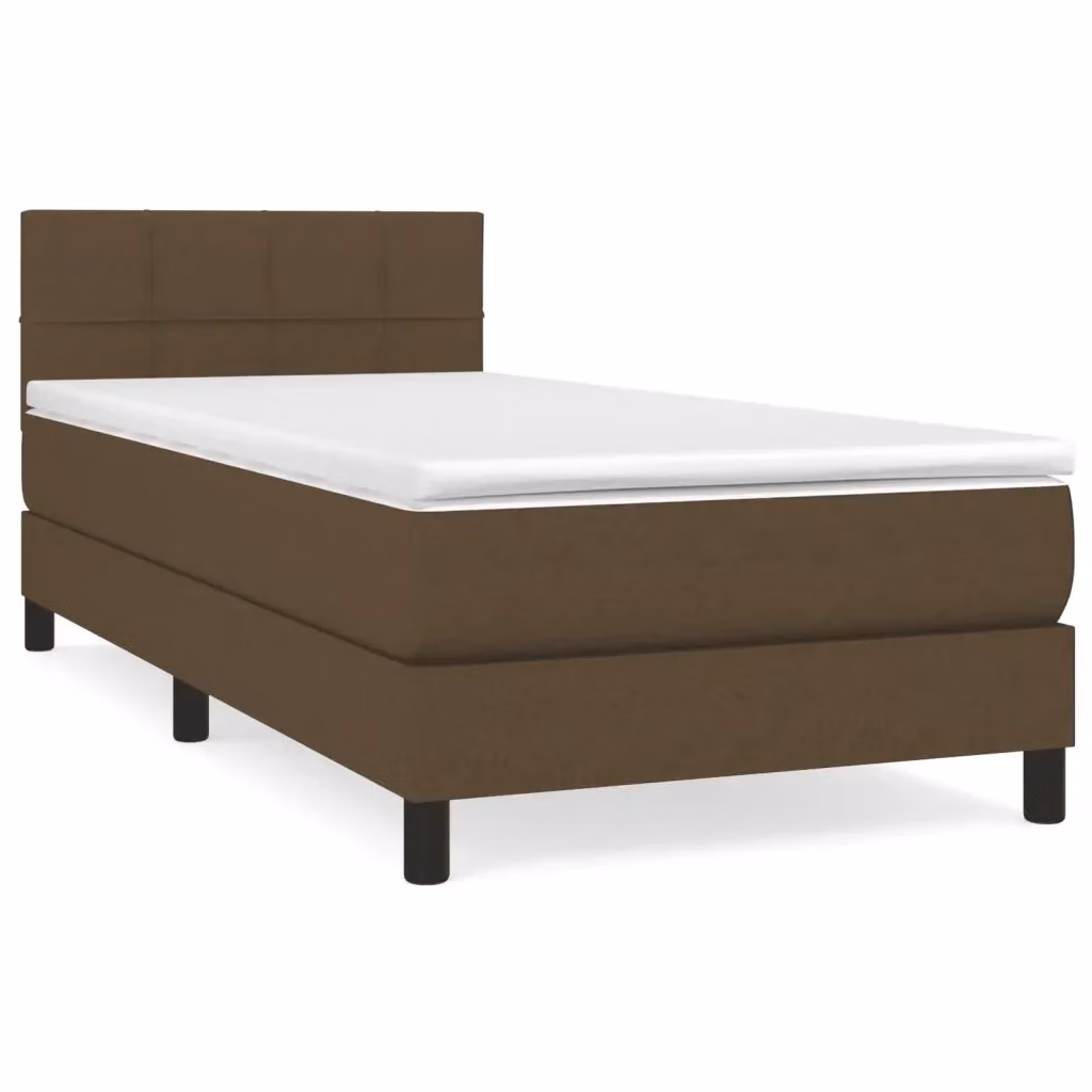 vidaXL Giroletto a Molle con Materasso in Tessuto Marrone e Bianco L/P/H: 200 x 80 x 30 cm – 2