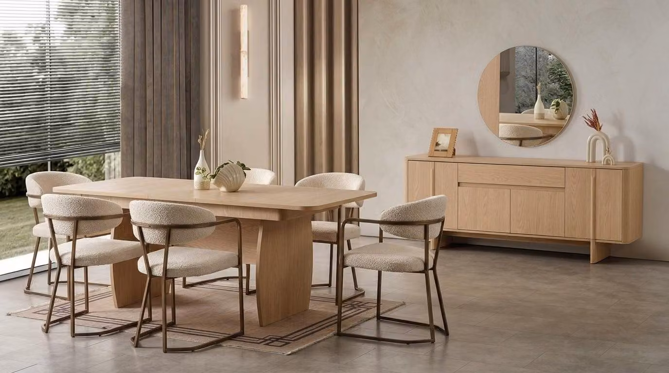 Tisch Konsole Spiegel Wohnzimmer Stil modern beige rechteckig praktisch
