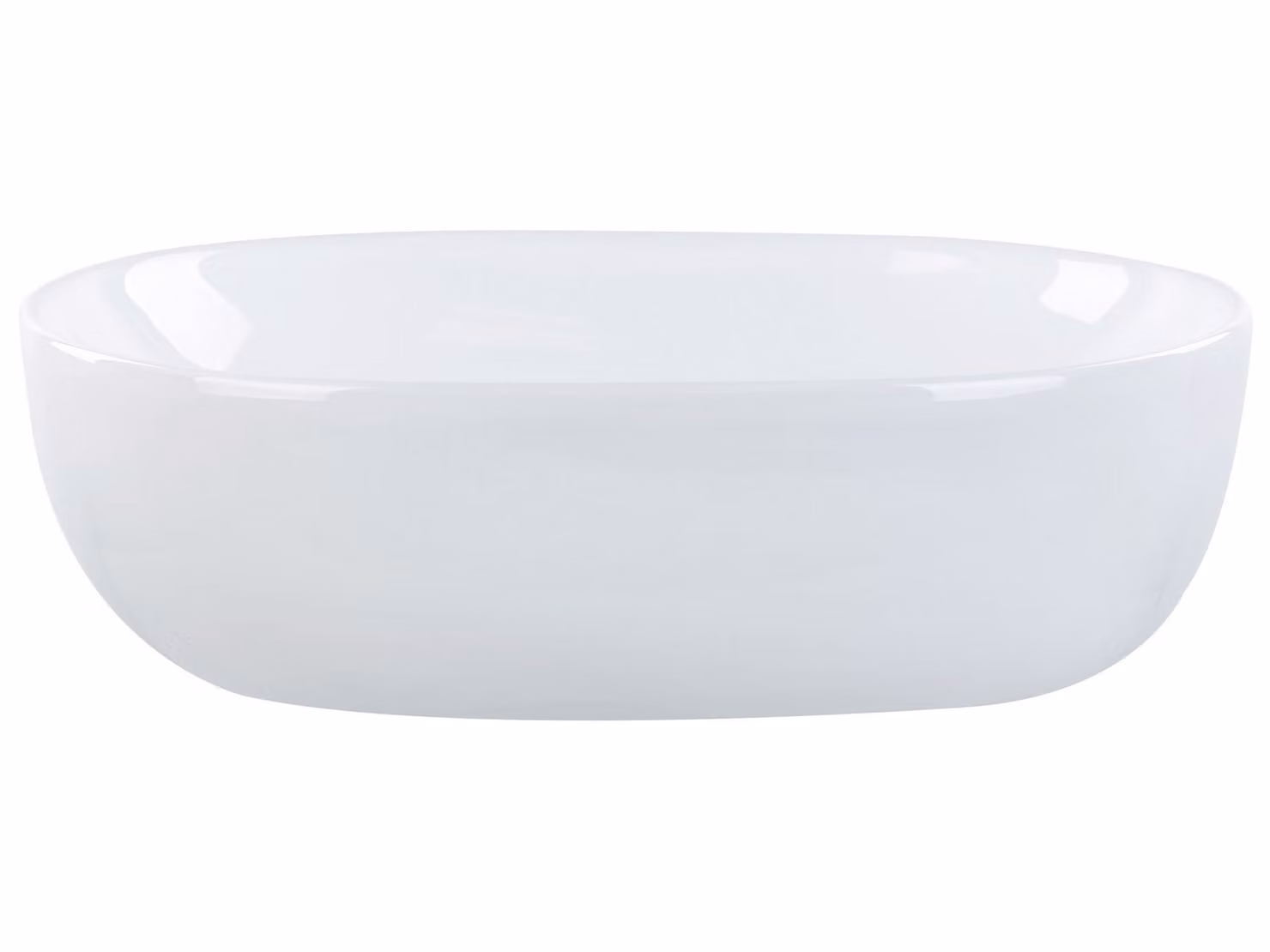 BELIANI Lavabo da appoggio in Vetroceramica bianca 48 x 34 cm superficie lucida forma ovale bagno stile moderno