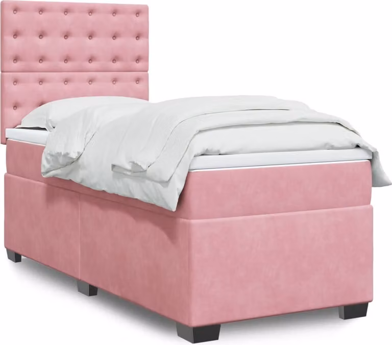 Maison Exclusive - Giroletto a Molle con Materasso Rosa 100x200 cm in Velluto
