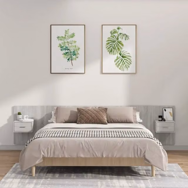 Testiera Letto con Comodini Integrati vidaXL in Legno Multistrato Grigio – 1