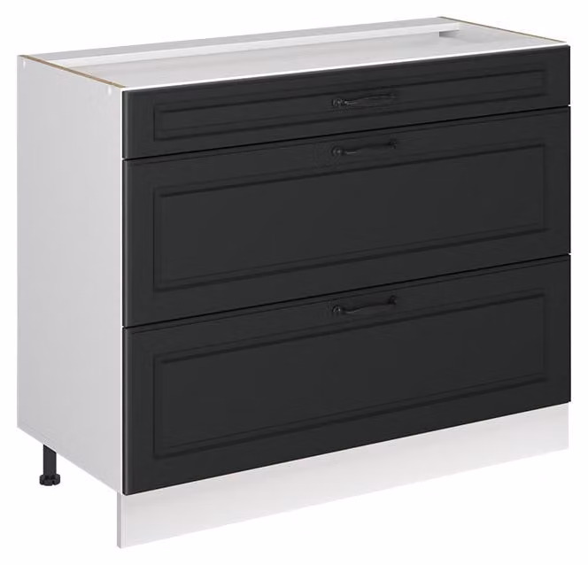 Mobiletto base per cucina Vicco R-Line Antracite country/Bianco 100 cm senza piano di lavoro, Model 71515