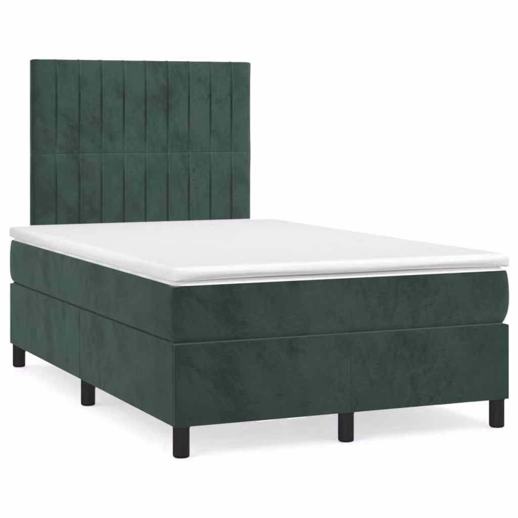 Giroletto a Molle con Materasso Verde Scuro 120x200 cm Velluto