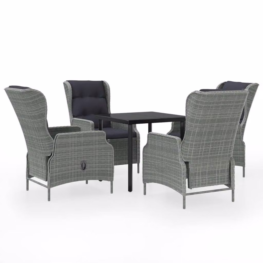 Set Mobili da Pranzo per Giardino 5 pz Grigio Chiaro