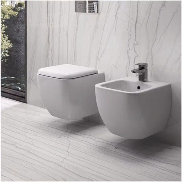 Sanitari sospesi Metropolitan Rak Ceramics: WC, Bidet, Copriwater Bianco