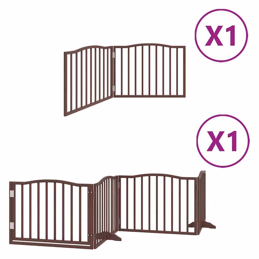 Cancello Cani Porta Pieghevole Marrone 6 Pannelli 480cm Pioppo