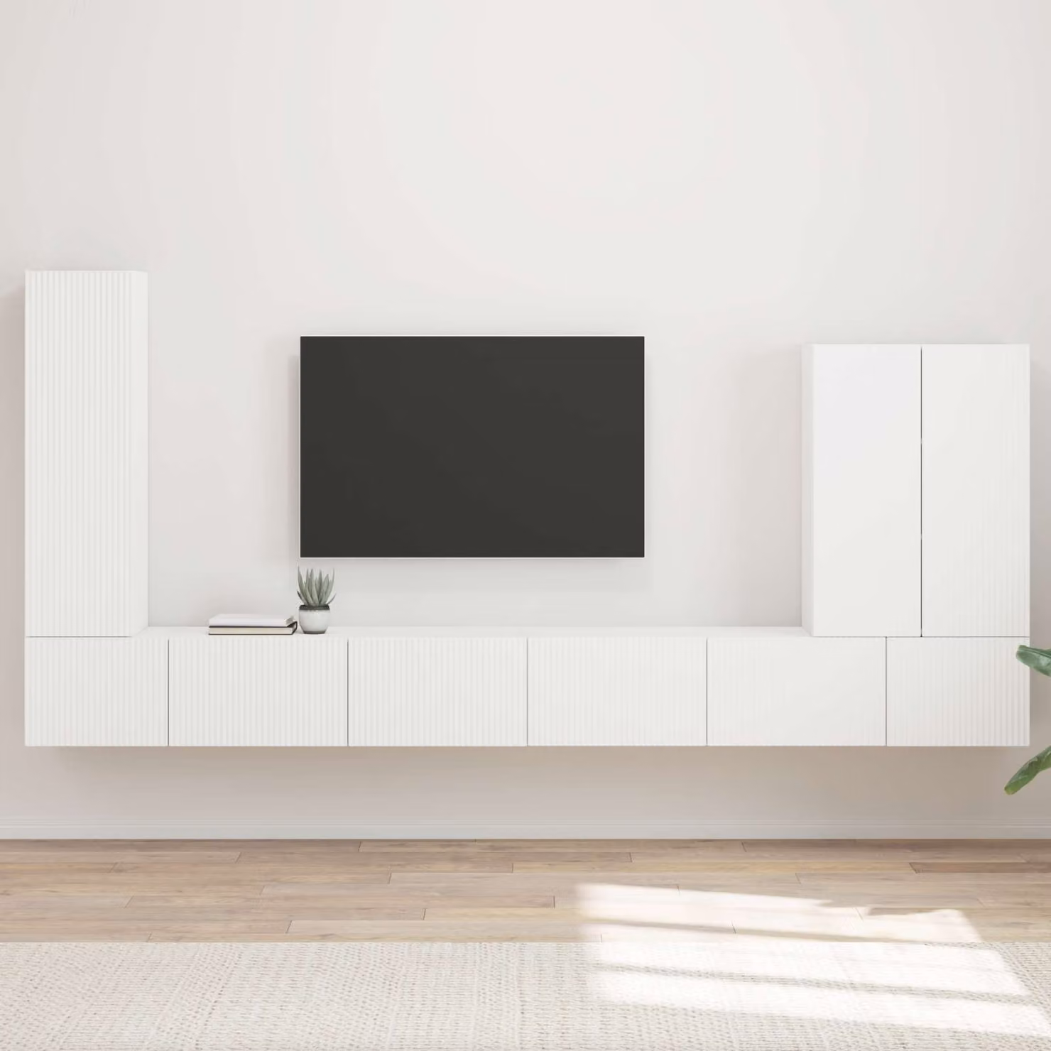 Set di 6 mobiletti da TV da parete vidaXL in MDF bianco opaco per soggiorno