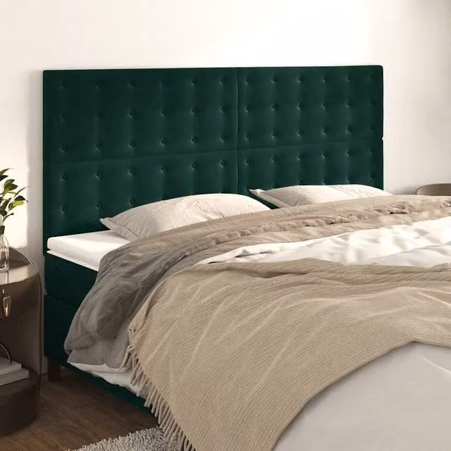 Testiera-Testata-Testiera Decorativa Verde Scuro 180x5x118/128 cm Velluto 257071