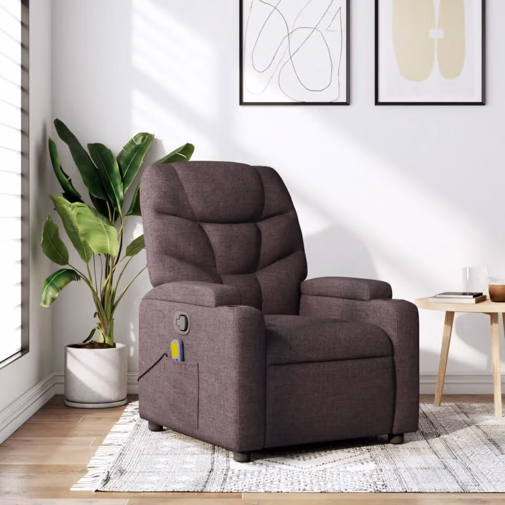 vidaXL Poltrona Reclinabile Relax in Tessuto Marrone con Braccioli e Regolazione Manuale