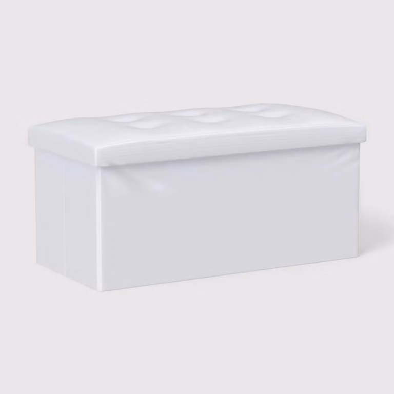 Euforbia - Pouf lungo bianco contenitore e imbottito