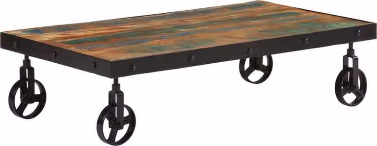 Maison Exclusive - Tavolino con rotelle, in legno massello riciclato, dimensioni 100x55x26 cm