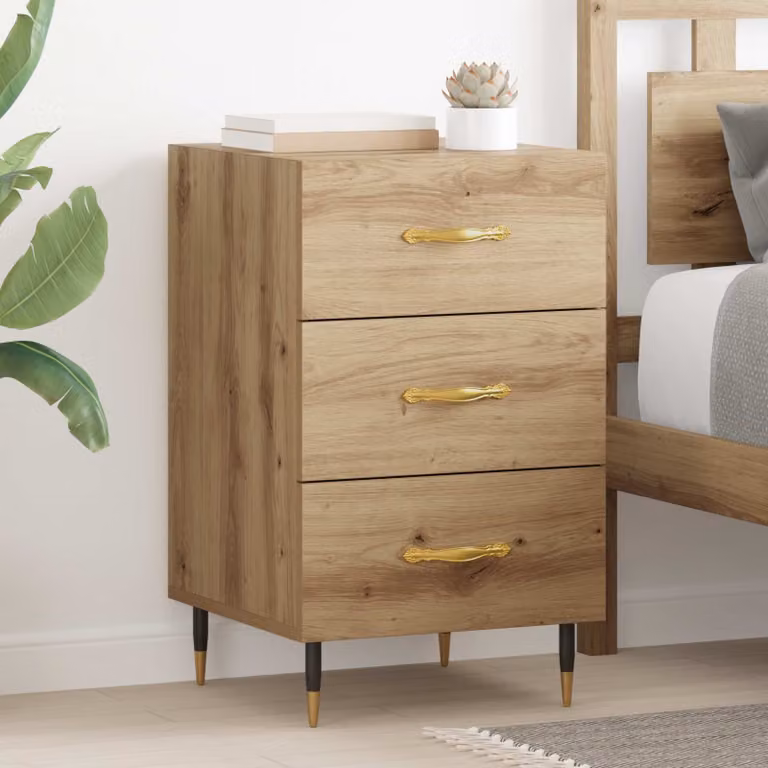 Armadio da notte vidaXL in stile moderno, colore marrone e oro, L 40 cm x P 40 cm x H 66 cm