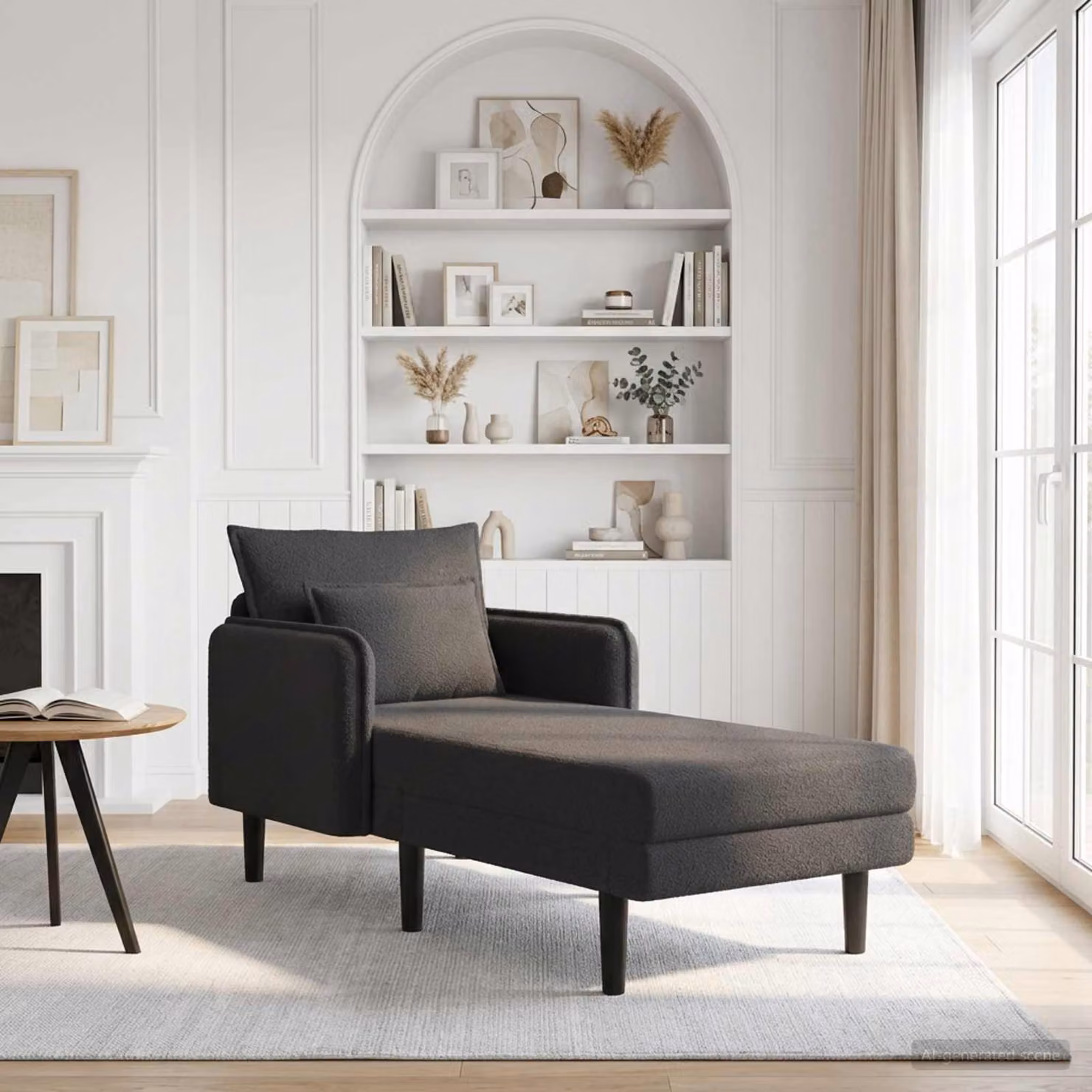 vidaXL Chaise longue oversize moderna in tessuto bouclé grigio con cuscini inclusi L: 173,0 cm, P: 84,0 cm, H: 86,0 cm