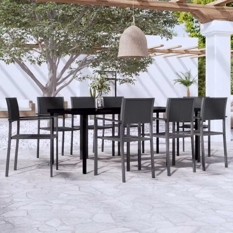 Maison Exclusive - Set da pranzo da giardino 9 pezzi nero