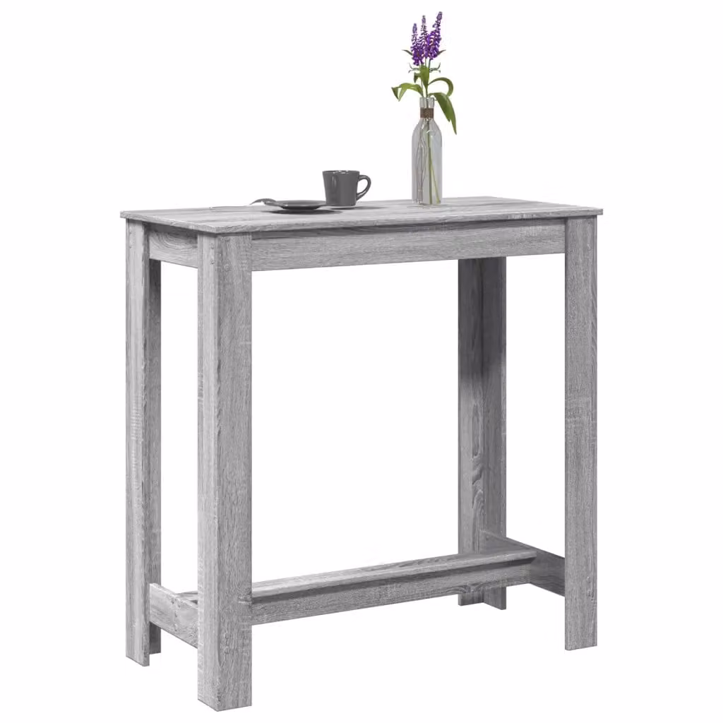 vidaXL Tavolo da Bar Moderno in Legno Multistrato Grigio, L: 102 cm, P: 50 cm, H: 103,5 cm