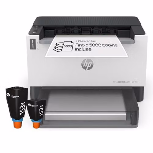 HP Laser Tank 2604dw 381V0A, Stampante Monocromatica Multifunzione con Serbatoio Toner integrato a Ricarica Rapida, Stampa F/R Automatica, 22 ppm, Fino a 5000 Pagine, Scansione A4, Wi-Fi, USB, Bianca
