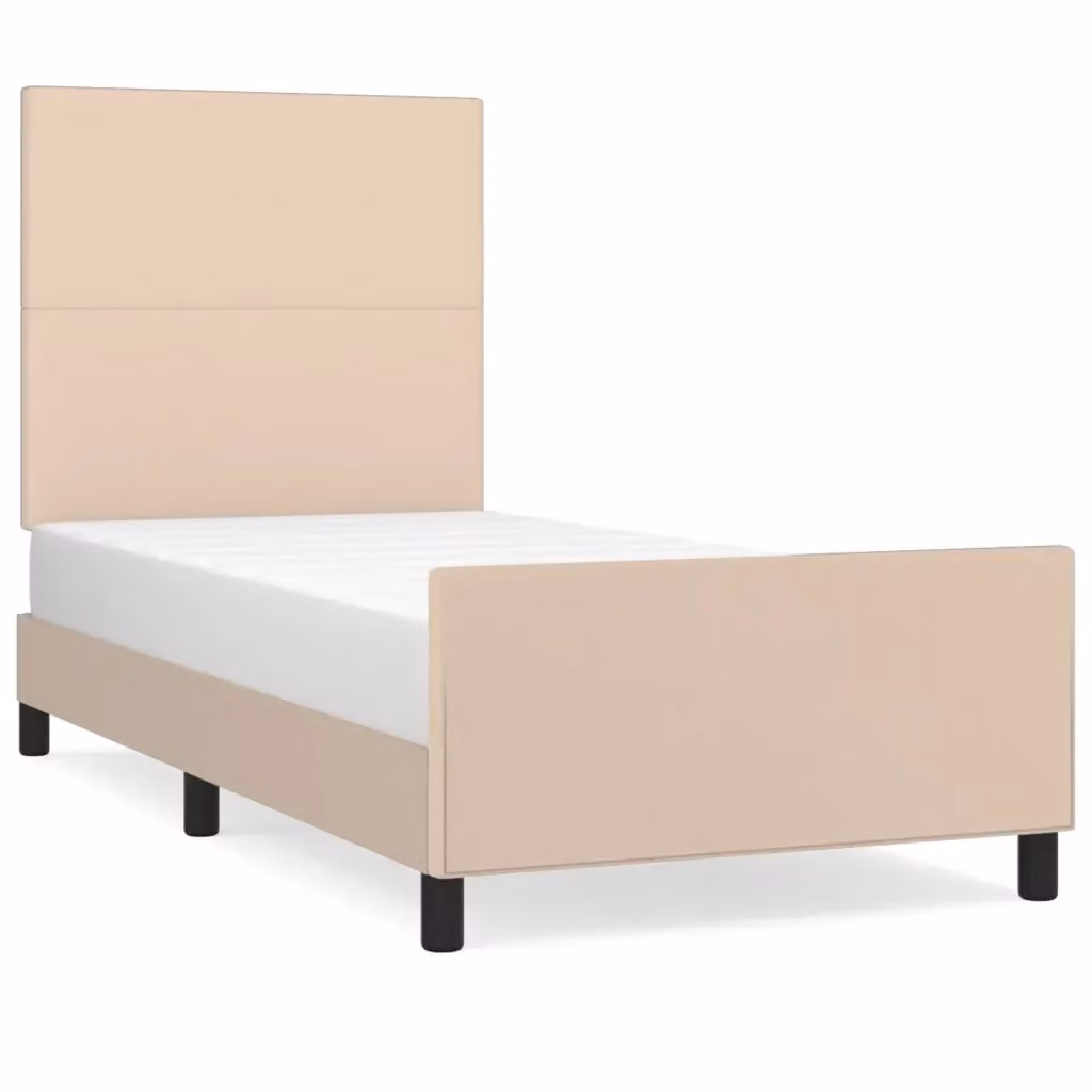 vidaXL Giroletto con Testiera in Similpelle Beige e Marrone L/P/H: 100 x 200 x 128 cm – 2