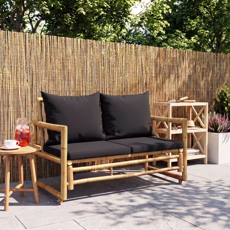 vidaXL Panca da Giardino con Cuscini 115 cm in Bambù