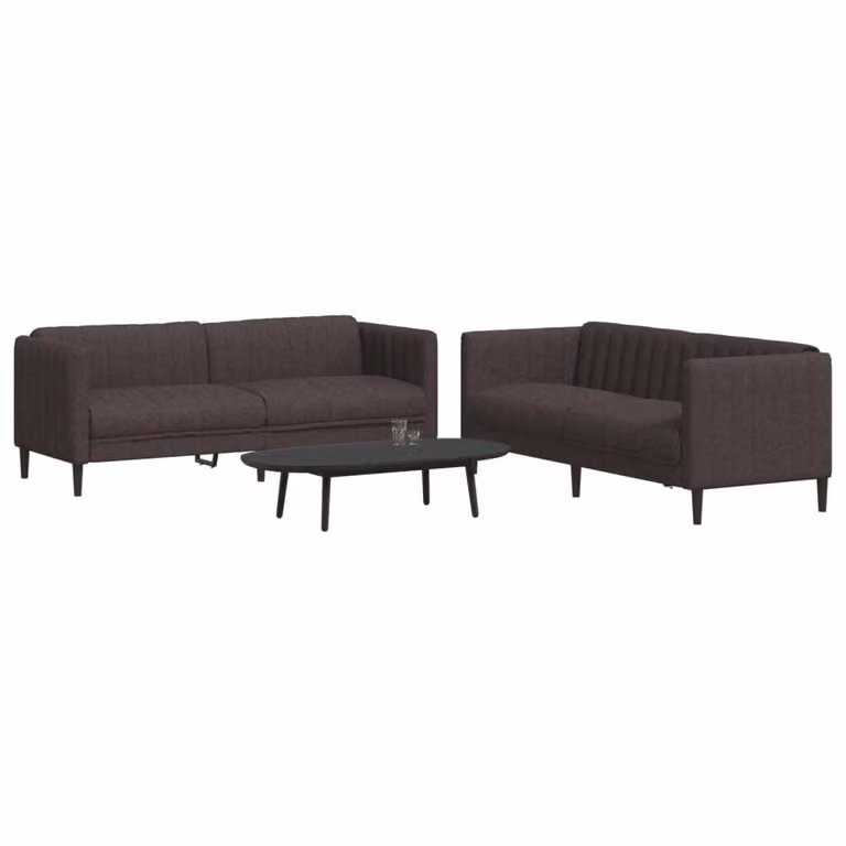 Maison Exclusive - Set divano a 2 posti in tessuto marrone scuro