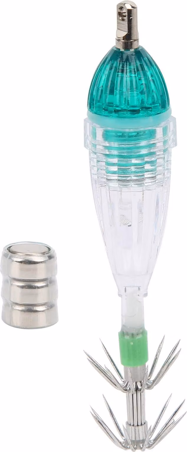 Pesca LED esca luce calamaro forma verde colore esca lampada subacquea con gancio
