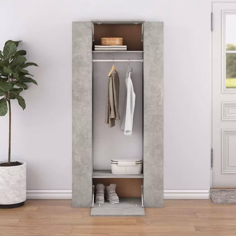 Set di 2 mobili da corridoio moderni vidaXL in legno e MDF grigio opaco con ante a battente e ripiani interni