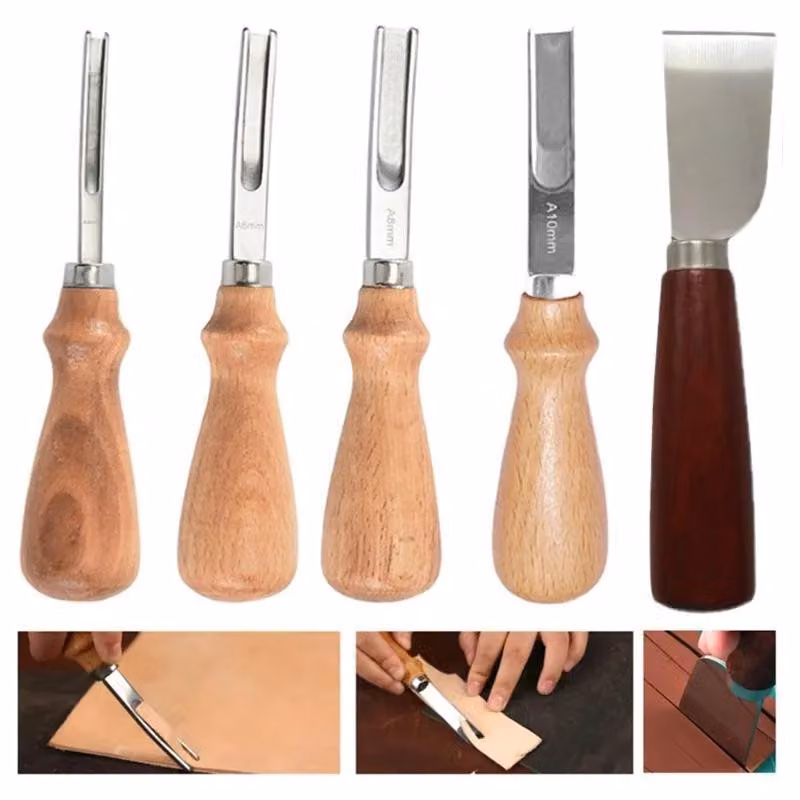 Set di strumenti per la lavorazione della pelle, per tagli precisi, design resistente, composto da 5 pezzi