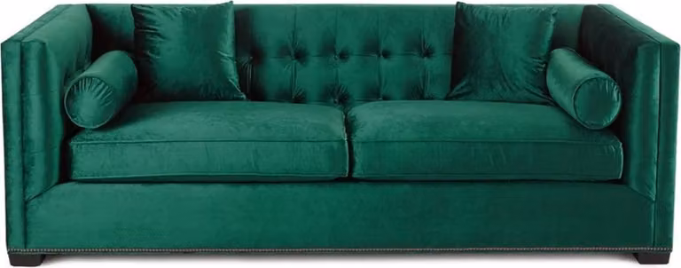 Chesterfield Grün Stoff Wohnzimmer Couchen Polster Sofa Sofas Couch Dreisitzer