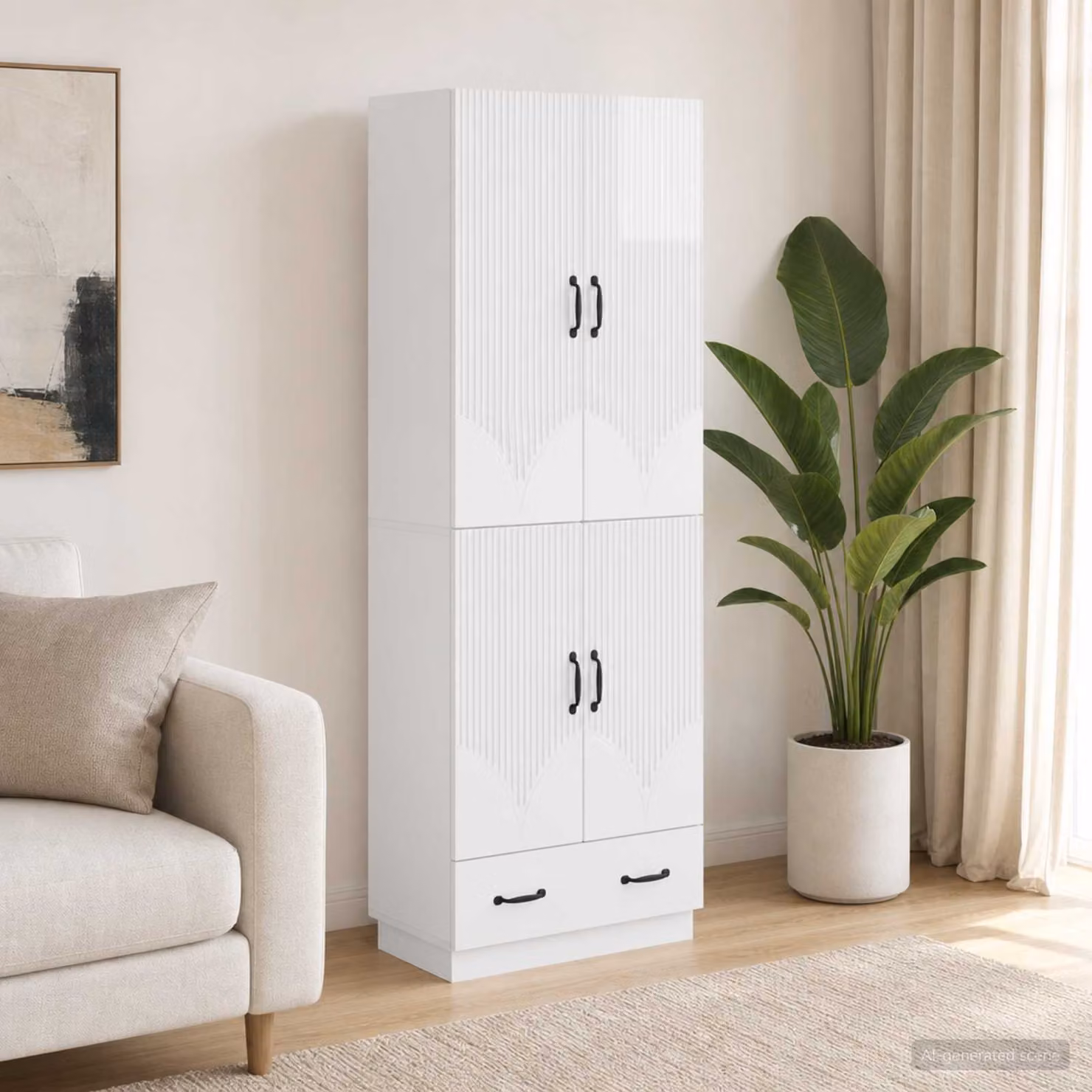 Set di 2 armadi moderni vidaXL in MDF bianco lucido con ante a battente e ripiani interni