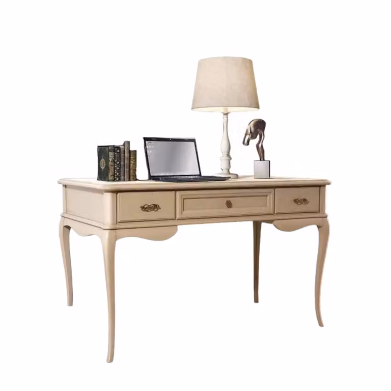 Scrivania classica in legno beige con 3 cassetti Mobili 2G L/P/H: 130 x 70 x 80 cm