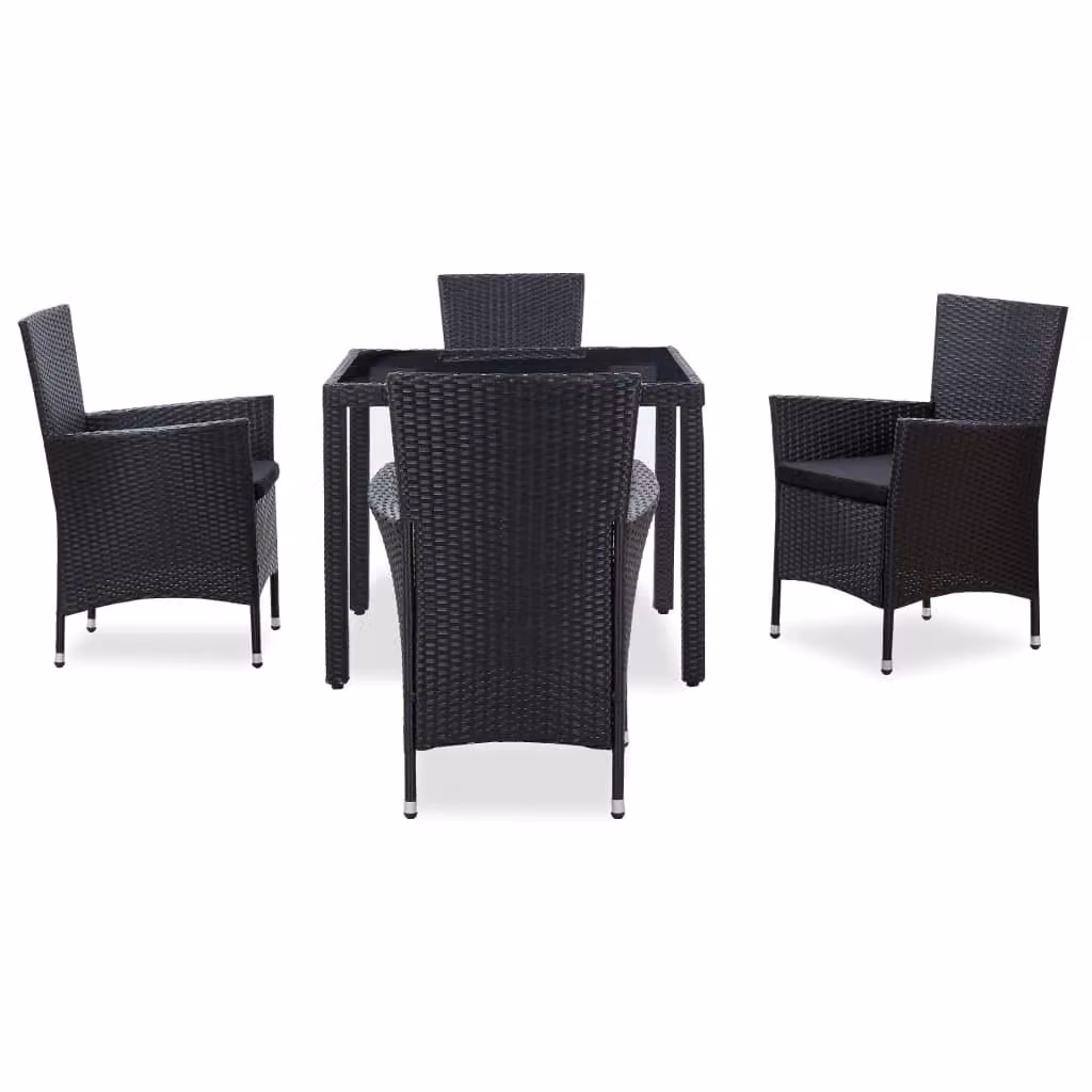 vidaXL set da pranzo da giardino 5 pezzi in polirattan nero