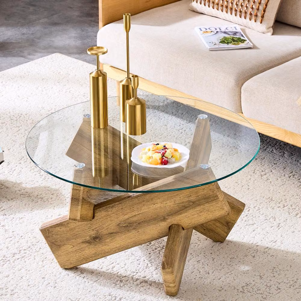 Tavolino da caffè – modello rotondo in vetro, dal design elegante e moderno